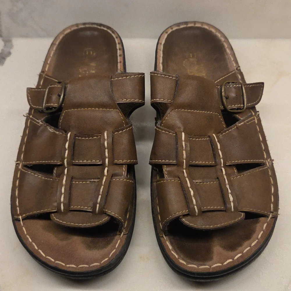 Wolfe Island Men's Brown Leather Sandals Size 11